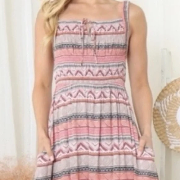 Smocked Maxi Dress Partially Lined Top - Picture 6 of 8